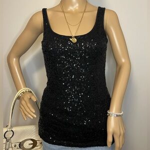 Elegant Black Y2K Sequin Women's Top